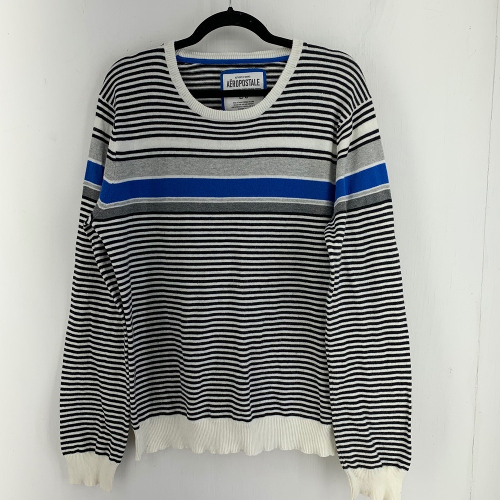 Y2K Aeropostale Mens Large Striped Crewneck Sweater Streetwear Skate Casual